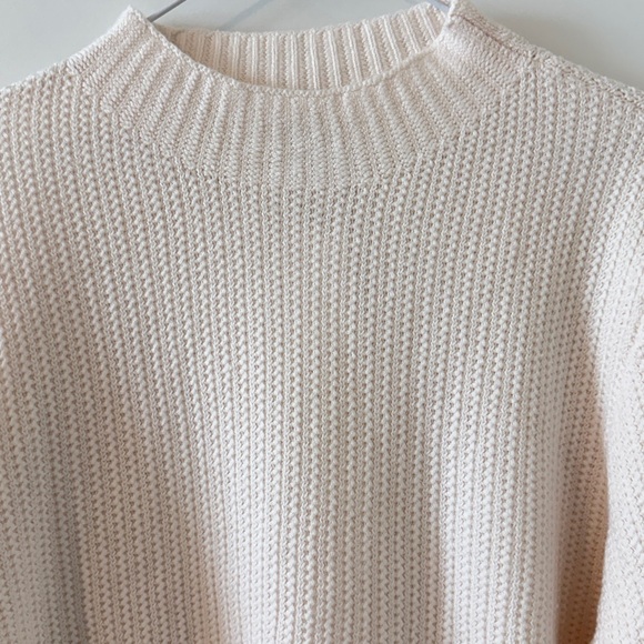 J.Crew NWT Ribbed Mock Neck Sweater XL - Beige Oatmeal Chunky Knit Cropped Relax - Picture 5 of 5